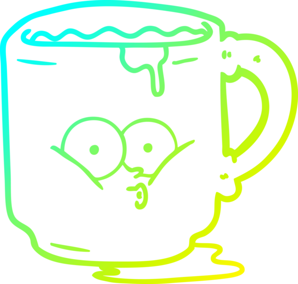 Bir insan tarafından çizilmiş soğuk gradyan çizgi film kirli ofis kupası.