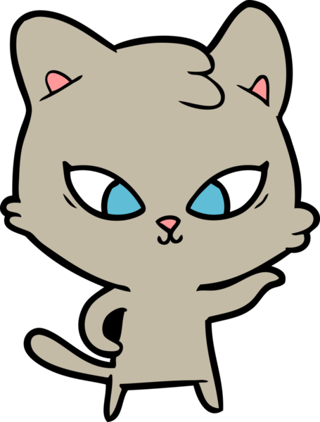 Bir insan tarafından çizilmiş sevimli çizgi film kedisi.