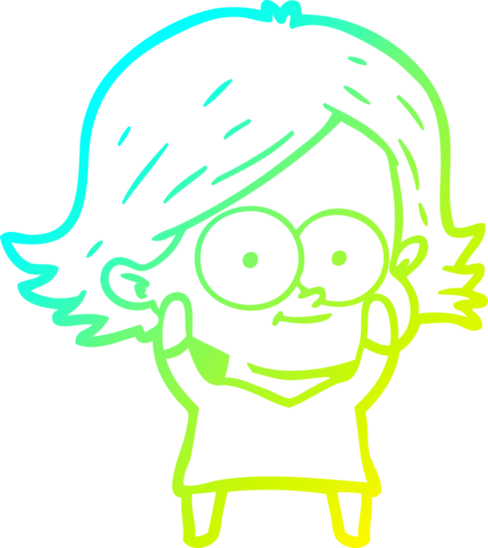 Bir insan tarafından çizilmiş mutlu çizgi film kızı çizimi.