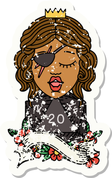 Retro Dövme Tarzı İnsan Rogue Bir insan tarafından çizilmiş 20 zar ile