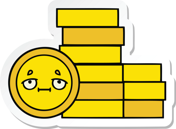 Bir insan tarafından çizilmiş şirin bozuk paraların çıkartması.