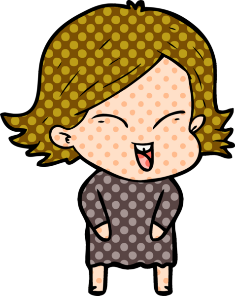 Bir insan tarafından çizilmiş mutlu çizgi film kızı.