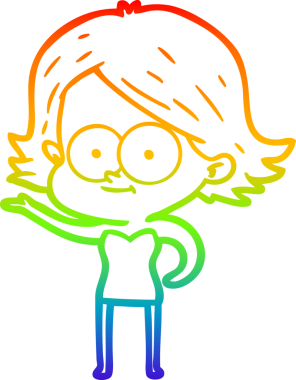 gökkuşağı gradyan çizimi mutlu bir çizgi film kızı bir insan tarafından çizildi