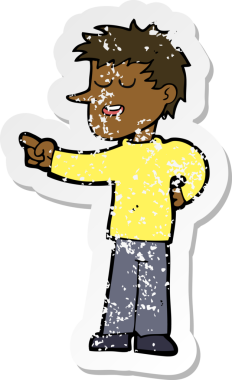 Bir insan tarafından çizilmiş karikatür adamın gerilmiş çıkartması.