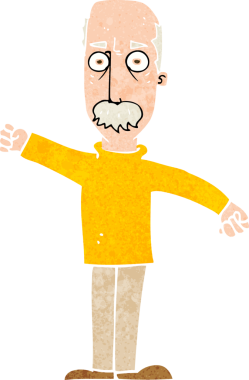 Bir insan tarafından çizilmiş kızgın yaşlı bir adam.