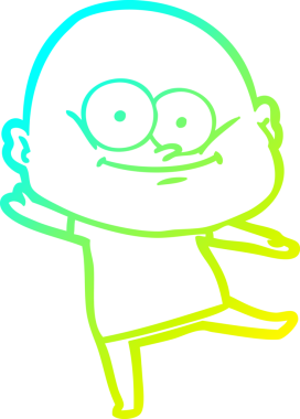 Bir insan tarafından çizilmiş, kel bir adamın soğuk çizgi çizimi.