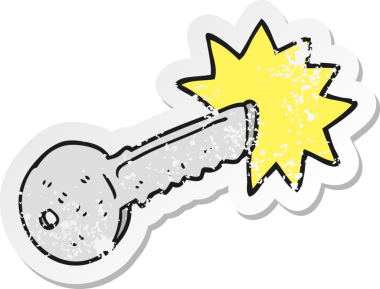 Bir insan tarafından çizilmiş çizgi film kapısının gerilimli çıkartması.