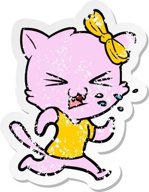 Bir insan tarafından çizilmiş karikatür bir kedinin sıkıntılı çıkartması.