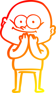 Bir insan tarafından çizilmiş kel bir adamın sıcak çizgi çizimi.