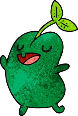 desenli çizgi film çizimi kawaii sevimli filizlenen fasulye bir insan tarafından çizildi.