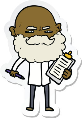 Bir insan tarafından çizilmiş sakallı bir karikatür adamın çıkartması.