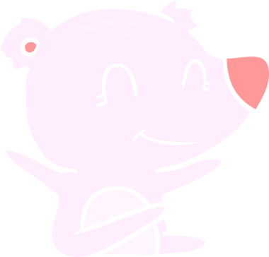 Bir insan tarafından çizilmiş gülümseyen ayı düz renkli çizgi film.