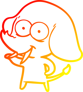 Bir insan tarafından çizilmiş mutlu bir filin sıcak çizgi çizimi