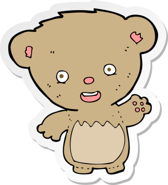 Bir insan tarafından çizilmiş oyuncak ayının çıkartması.