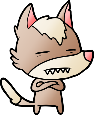 Bir insan tarafından çizilen dişleri gösteren bir kurt çizgi filmi.