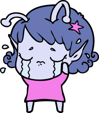 Bir insan tarafından çizilmiş ağlayan uzaylı kız çizgi filmi.