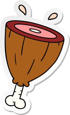 Bir insan tarafından çizilmiş jambon ekleminin el çizimi karikatürü.