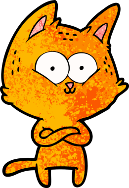 Bir insan tarafından çizilmiş çizgi film kedisi.