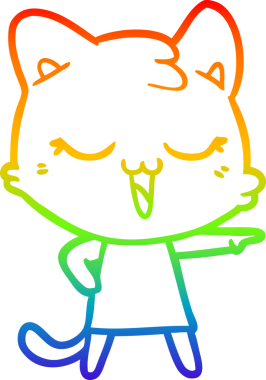 gökkuşağı gradyan çizimi mutlu çizgi film kedisi bir insan tarafından çizildi