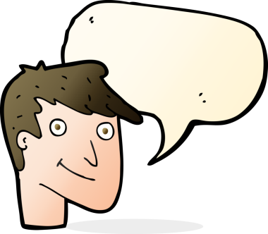 Bir insan tarafından çizilmiş konuşma balonlu mutlu adam çizgi filmi.