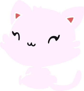 Bir insan tarafından çizilmiş sevimli bir kawaii kedisinin çizimi.
