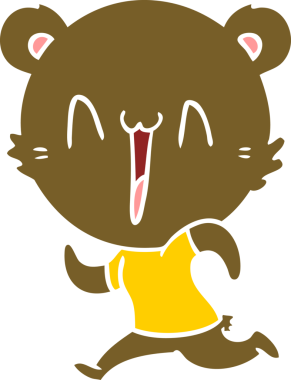 bir insan tarafından çizilmiş canlı ayı düz renk çizgi filmi