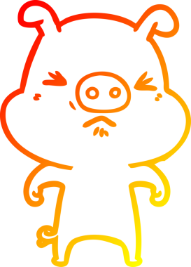 Bir insan tarafından çizilmiş kızgın bir domuzun sıcak çizgi çizimi