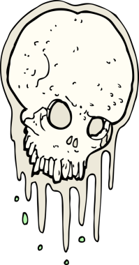 Bir insan tarafından çizilmiş korkunç kafatası.