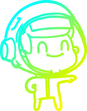 Bir insan tarafından çizilmiş mutlu bir astronot çizgi roman çizimi.