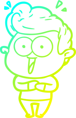 Bir insan tarafından çizilmiş, heyecanlı bir çizgi film çizimi.