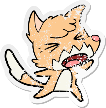 Bir insan tarafından çizilmiş kızgın bir tilkinin sıkıntılı çıkartması.