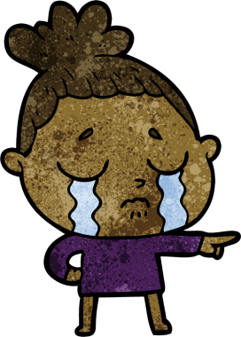 Bir insan tarafından çizilmiş ağlayan kadın çizgi filmi.