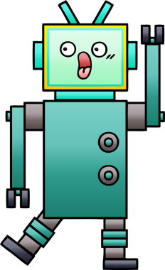 Bir insan tarafından çizilmiş bir robotun gölgelenmiş çizimi