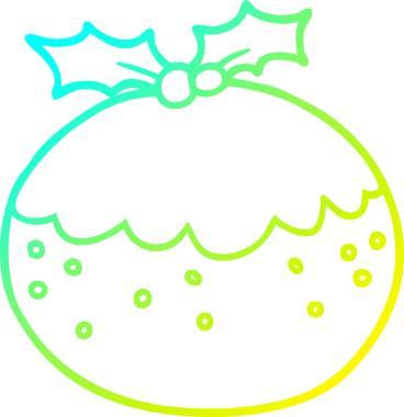 Soğuk gradyan çizgisi bir insan tarafından çizilmiş noel pudinginin çizimi.