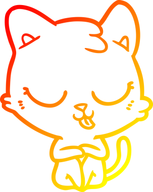 Bir insan tarafından çizilmiş çizgi film kedisinin sıcak çizgi çizimi