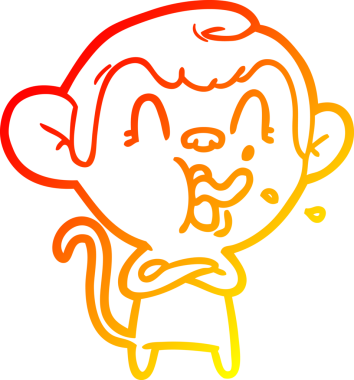 İnsan tarafından çizilmiş çılgın bir çizgi maymunun sıcak çizgi çizimi