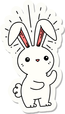 Bir insan tarafından çizilmiş dövme stili şirin bir tavşan.