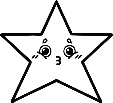 Bir insan tarafından çizilmiş altın yıldızın çizgi çizimi.