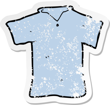 Bir insan tarafından çizilmiş bir karikatür tişörtünün gerilimli çıkartması.