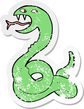 Bir insan tarafından çizilmiş tıslayan yılan çizgi filminin gerilimli yapıştırması.