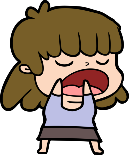 Çizgi filmdeki kadın bir insan tarafından yüksek sesle çizilmiş.