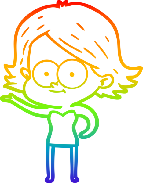 gökkuşağı gradyan çizimi mutlu bir çizgi film kızı bir insan tarafından çizildi