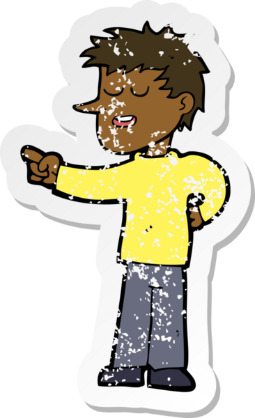 Bir insan tarafından çizilmiş karikatür adamın gerilmiş çıkartması.