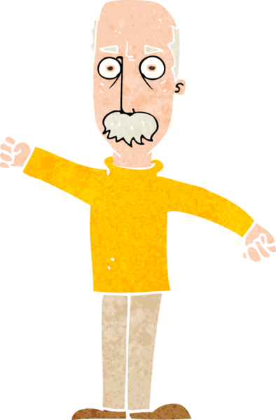 Bir insan tarafından çizilmiş kızgın yaşlı bir adam.