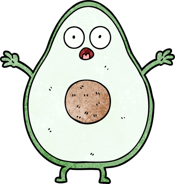 Bir insan tarafından çizilmiş avokado çizgi filmi.