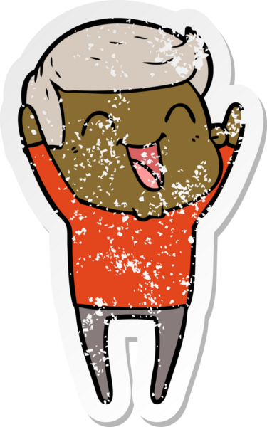 Bir insan tarafından çizilmiş gülen karikatür adamın sıkıntılı çıkartması.