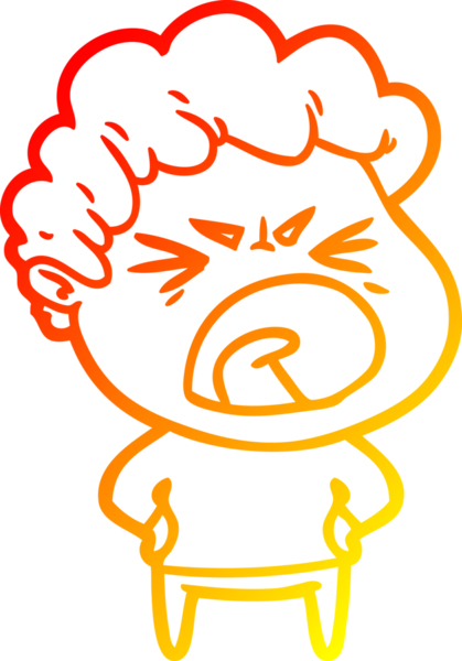 Bir insan tarafından çizilmiş kızgın bir adamın çizgi film çizimi.