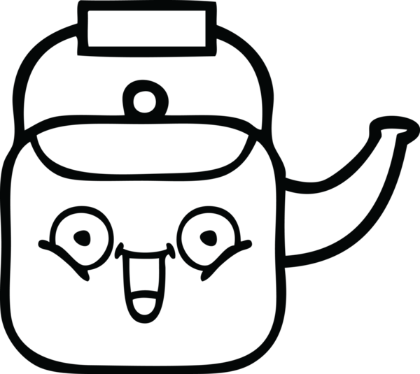 Bir insan tarafından çizilmiş bir çaydanlığın çizgi çizimi