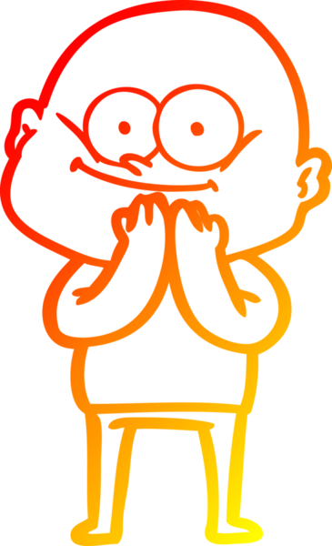 Bir insan tarafından çizilmiş kel bir adamın sıcak çizgi çizimi.