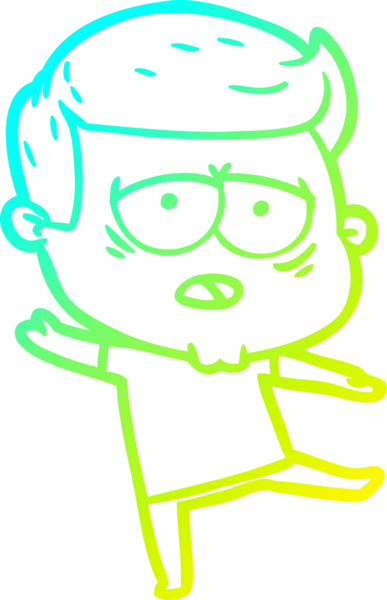 Bir insan tarafından çizilmiş, yorgun bir adamın soğuk çizgi çizimi.